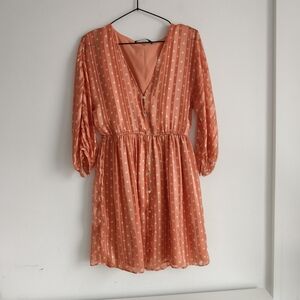 Zara Orange and White Mini Dress